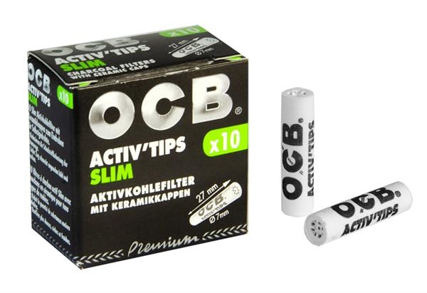 1x OCB Activ Tips Slim Aktivkohlefilter ø7mm 10er Schachtel